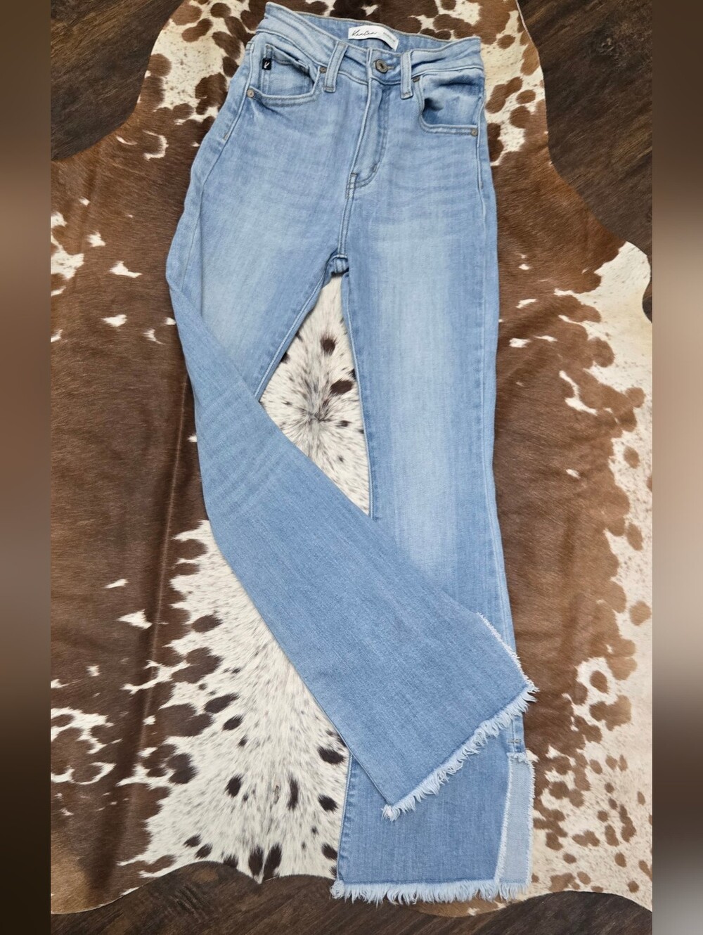 KanCan Light Wash Jeans with Split Frayed Hem